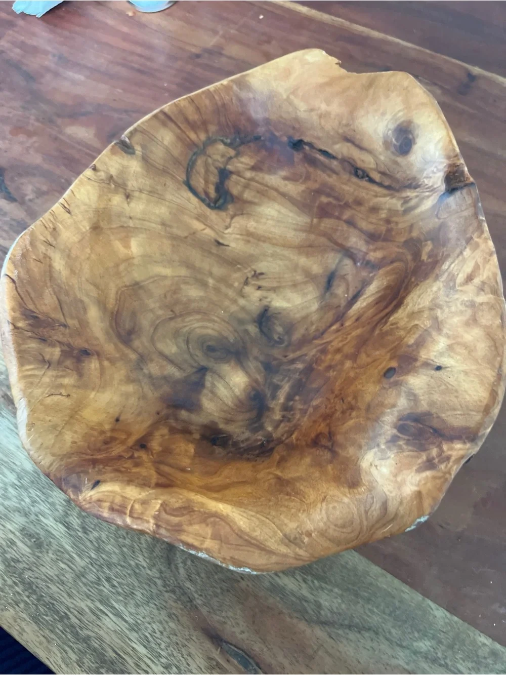 Handcrafted Natural Wooden Serving Bowl - Rustic Brown